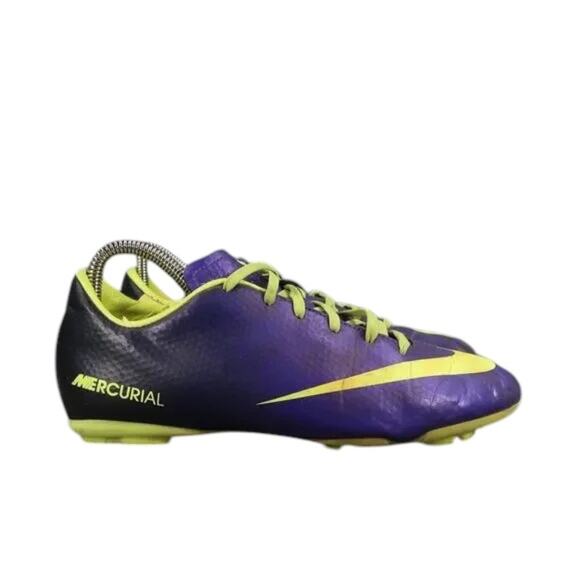 Nike Shoes Kids 5 Cleats Soccer Mercurial FG Sports Athletic Purple Volt Youth - Picture 1 of 15